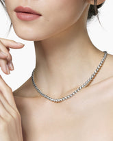 Tennis Necklace in 18K White Gold with Diamonds, 4.7mm
